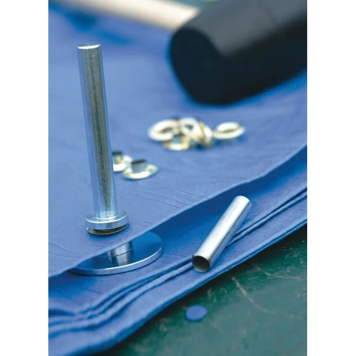 Grommet kit installed on a tarp