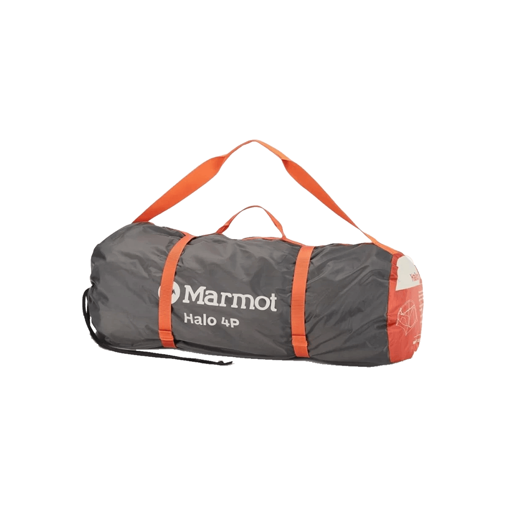 Halo 4 person tent packed in its travel bag