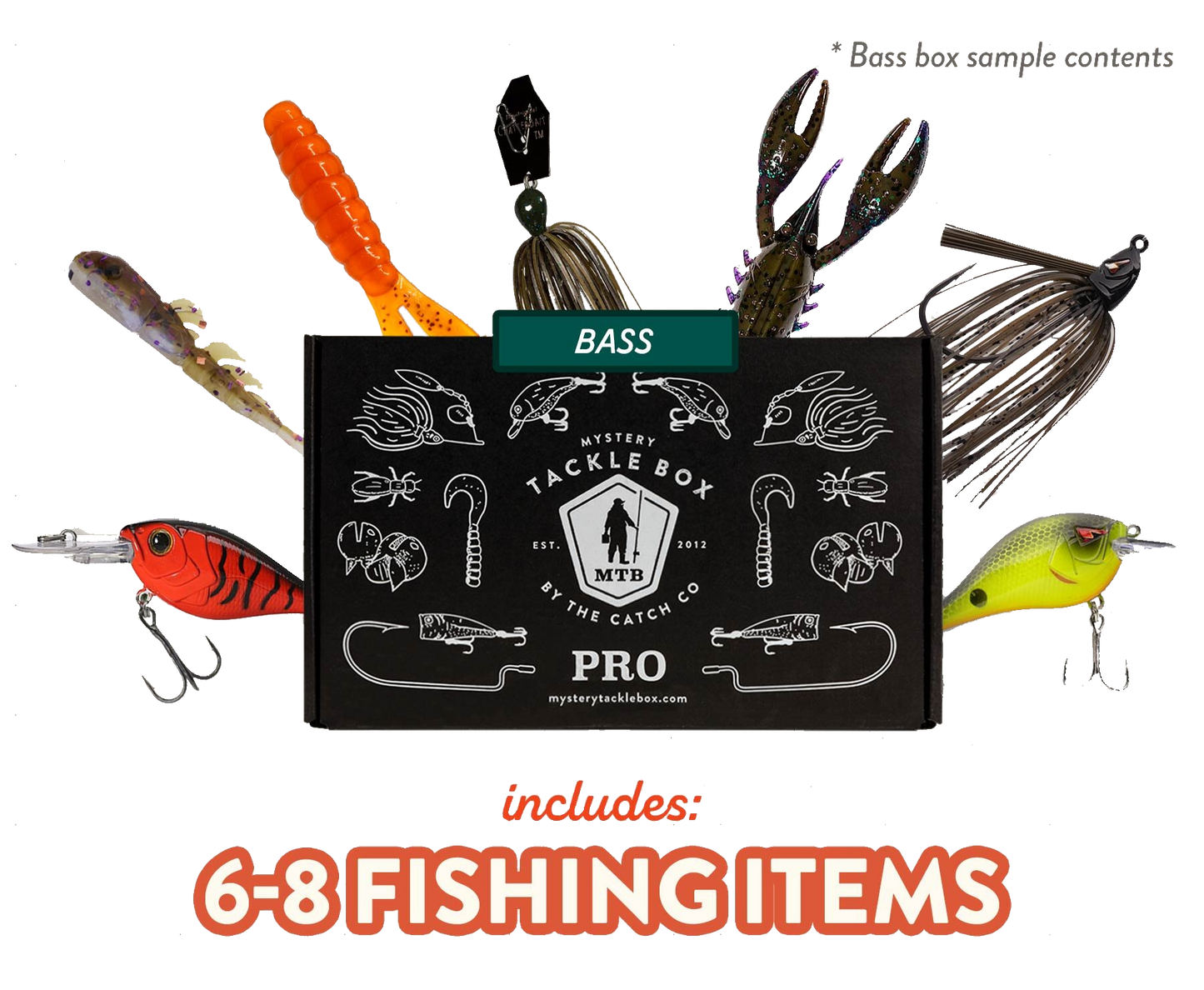 Mystery Tackle Box sample 6-8 Fishing Items