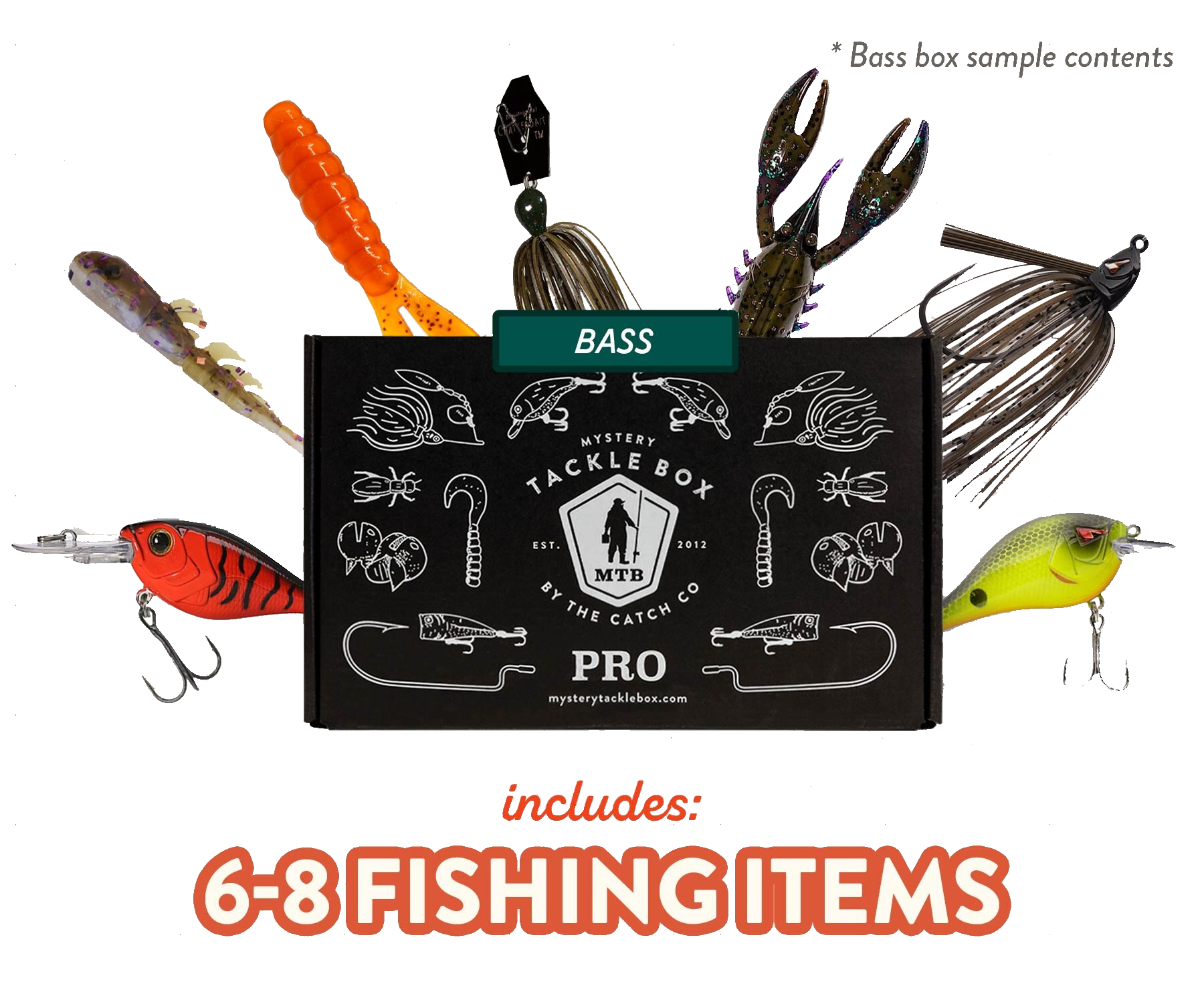 Mystery Tackle Box sample 6-8 Fishing Items