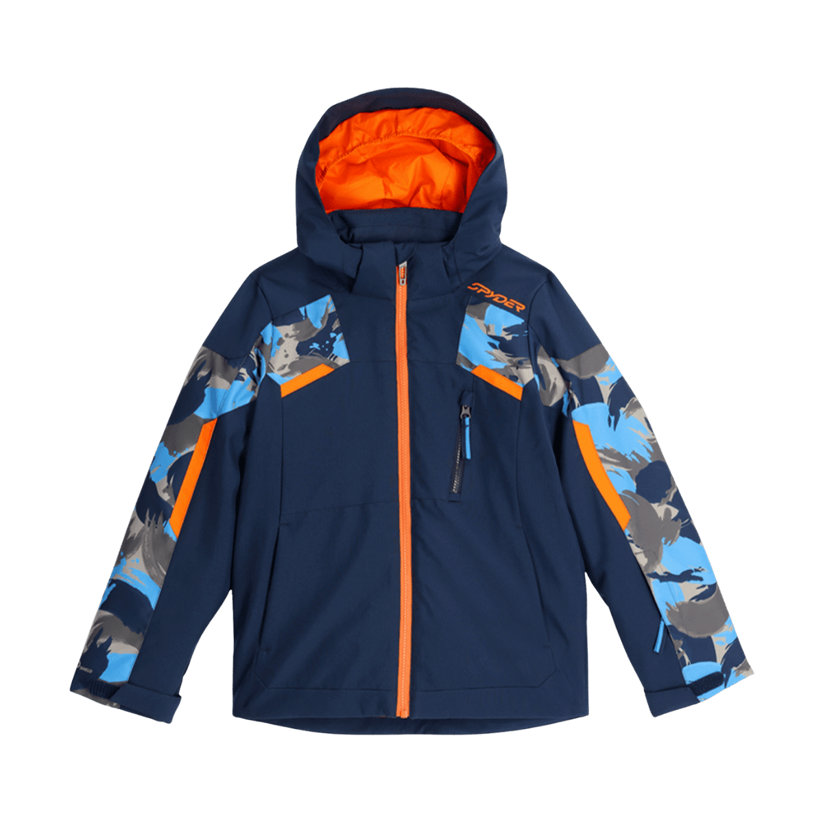 SPYDER BOYS LEADER SKI CAMOUFLAGE AETHER BLUE JACKET - front