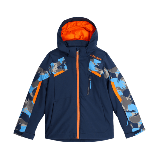 SPYDER BOYS LEADER SKI CAMOUFLAGE AETHER BLUE JACKET - front