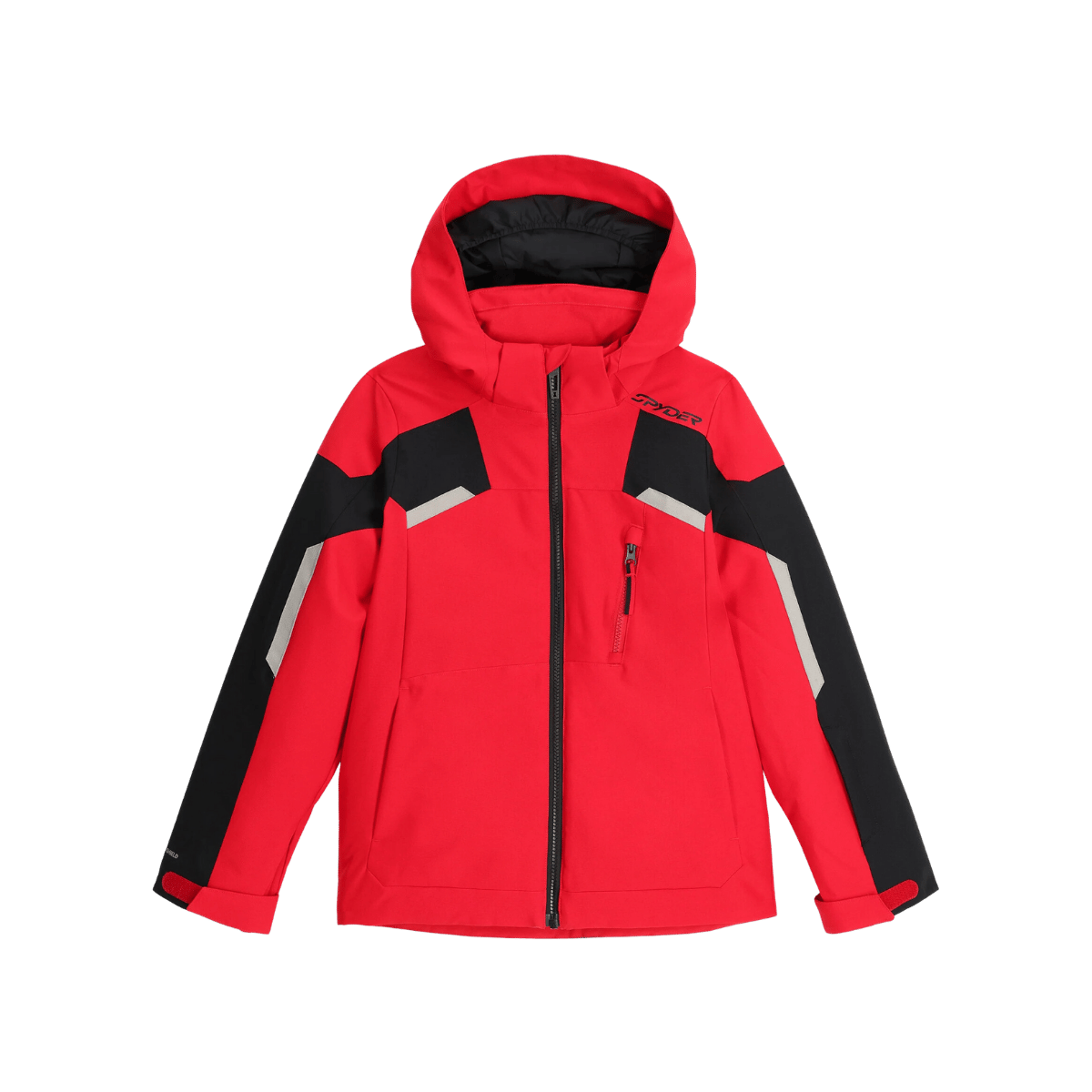 SPYDER BOYS LEADER SKI JACKET - SPYDER RED - FRONT VIEW
