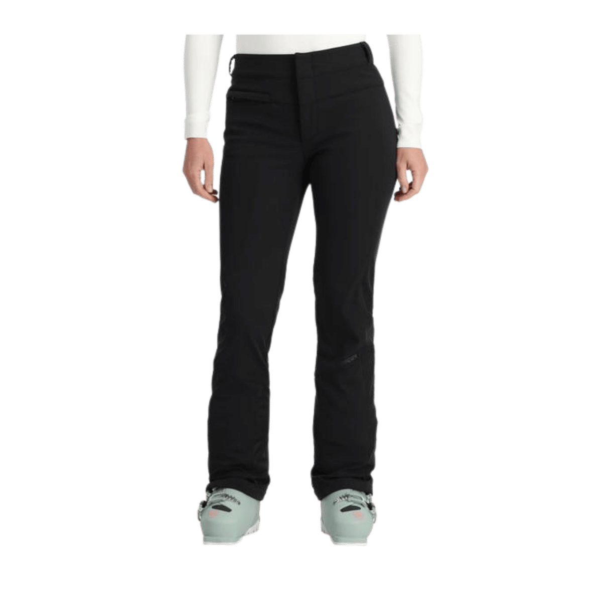 SPYDER WOMEN ORB SOFTSHELL SNOW BLACK PANTS - front posed