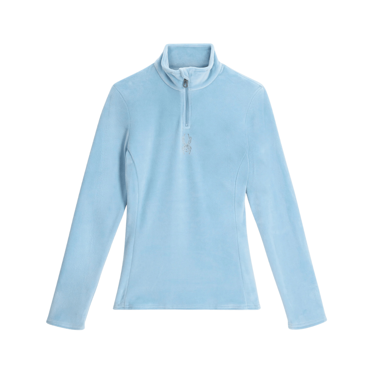 SPYDER WOMENS SHIMMER BUG ZIP T-NECK BLUE DRIFT