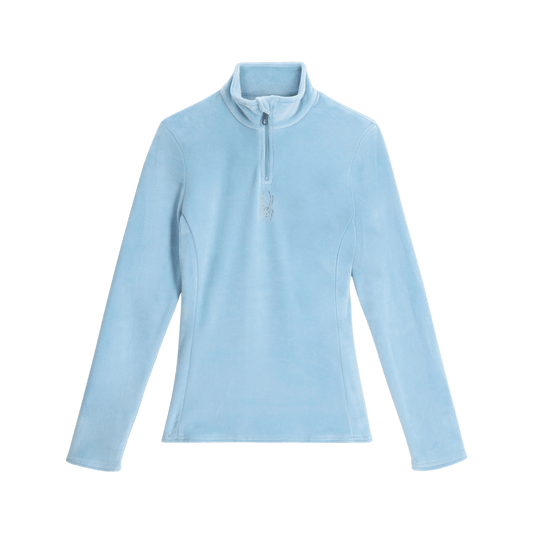 SPYDER WOMENS SHIMMER BUG ZIP T-NECK BLUE DRIFT