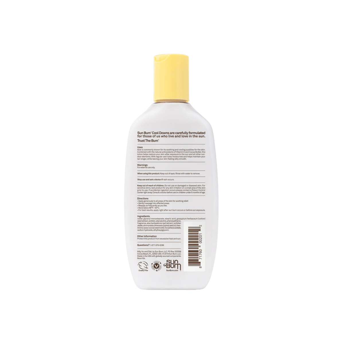 SUN BUM AFTER SUN COOL DOWN 8OZ LOTION - BACK OF THE BOTTLE