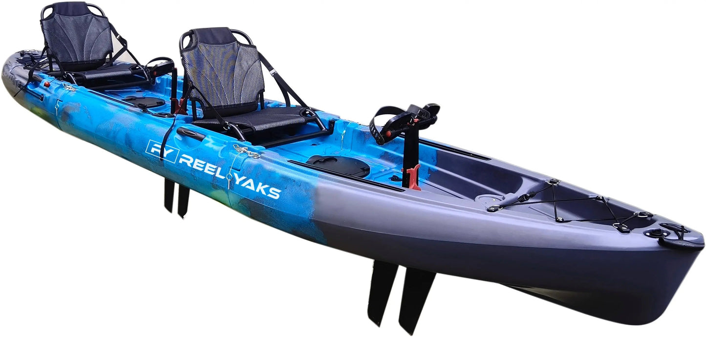 ReelYaks Raptor 14ft Tandem | Fin & Prop Drive | Modular Fishing Kayak