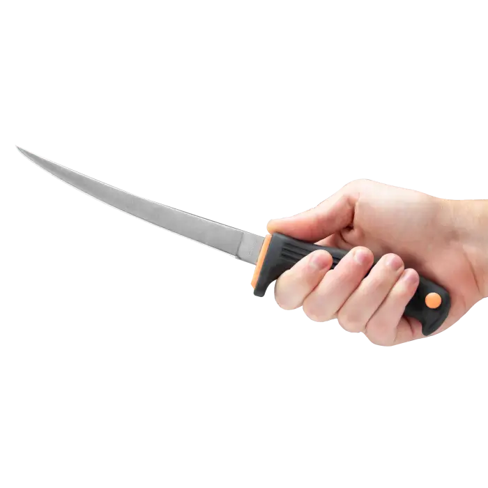 KERSHAW CLEARWATER FILLET KNIFE WITH SHEATH 7IN in someone's hand