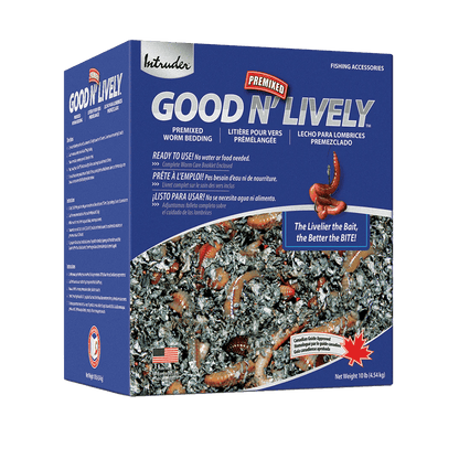 GOOD N' LIVELY PREMIXED WORM BEDDING IN A BAG - 10 LB. showing front of box