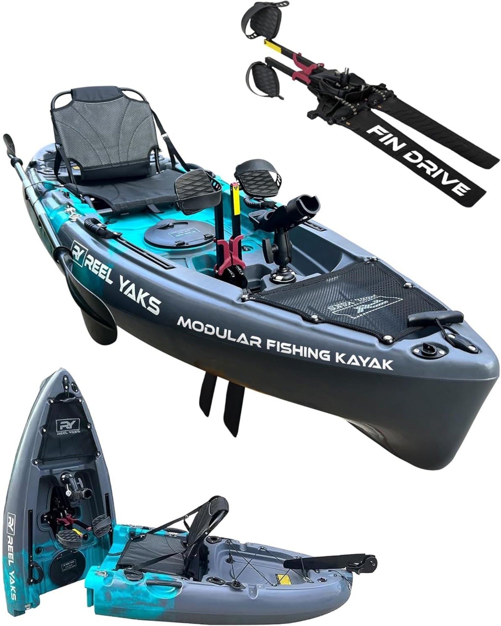 best saltwater kayak fishing reel Yaks Raptor Modular Kayak, 9.5ft, 380 lbs Capacity Fish from a kayak without a roof rack or garage Best Spinning Reels for 2026