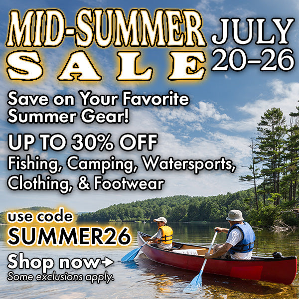 Joe's Mid-Summer Sale is from July 20 to July 26th.  Save on your favorite summer gear!  Up to 30% off fishing, camping, watersports, clothing, and footwear.  Use code SUMMER26 at checkout to save.  Some exclusions apply.