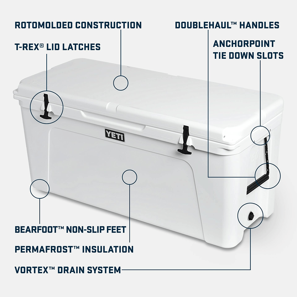 YETI TUNDRA 160 COOLER- WHITE FEATURES