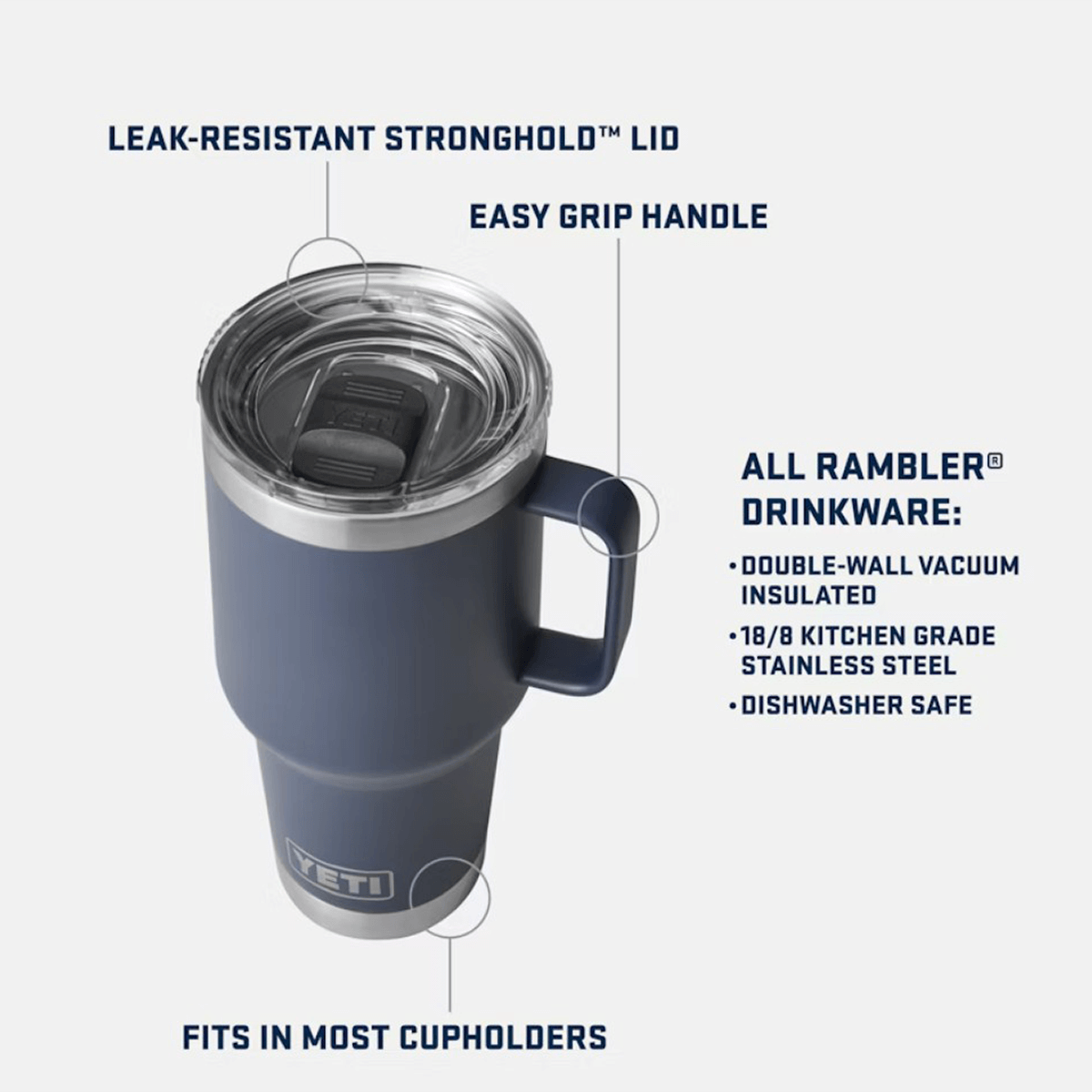 YETI RAMBLER 30OZ TRAVEL MUG WITH STRONGHOLD LID - Description