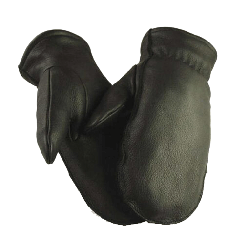 Full Grain Deerskin Sherpa Lined Mitts - Black