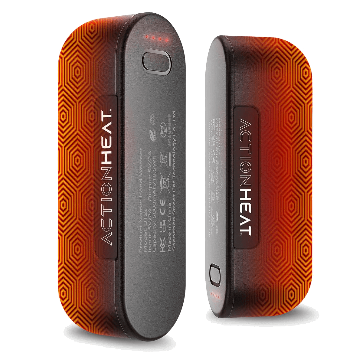 ACTIONHEAT 5V DUAL ELECTRIC HAND WARMER showing where heat is emitted.