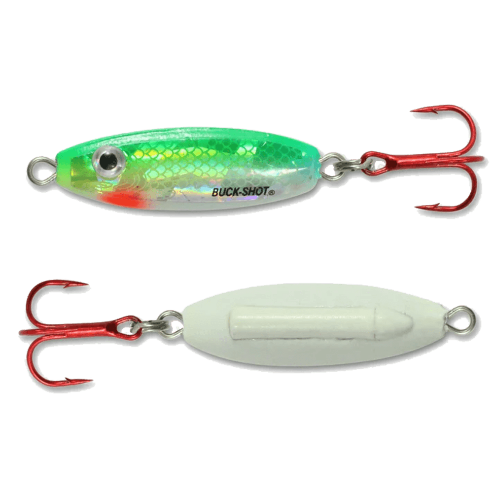 NORTHLAND BUCK-SHOT RATTLE SPOON - S-GLO PERCH 1/4OZ
