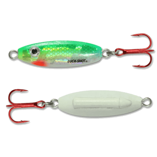 NORTHLAND BUCK-SHOT RATTLE SPOON - S-GLO PERCH 1/4OZ