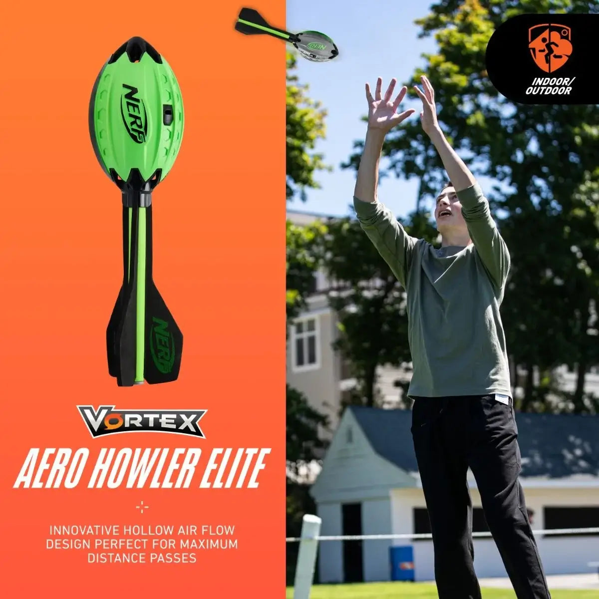 NERF MINI AERO HOWLER FOOTBALL innovative design for hollow air flow