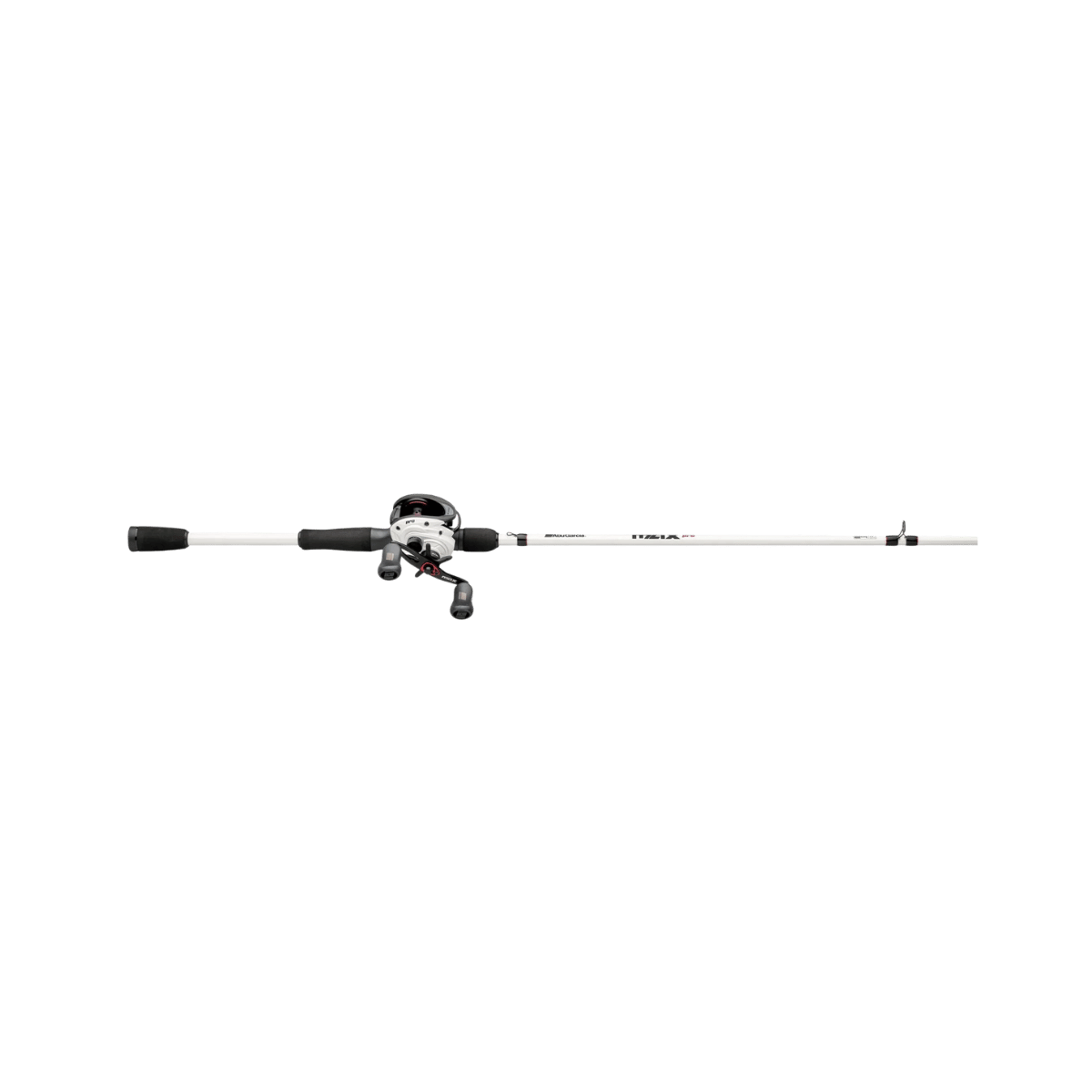 ABU GARCIA MAX PRO BAITCAST COMBO, BLACK AND WHITE COLOR, FULL ROD VIEW