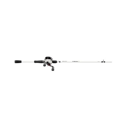 ABU GARCIA MAX PRO BAITCAST COMBO, BLACK AND WHITE COLOR, FULL ROD VIEW