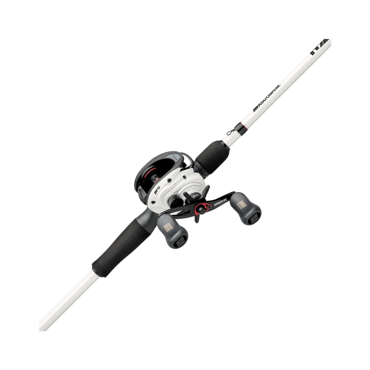 ABU GARCIA MAX PRO BAITCAST COMBO, BLACK AND WHITE COLOR BAITCASTING REEL