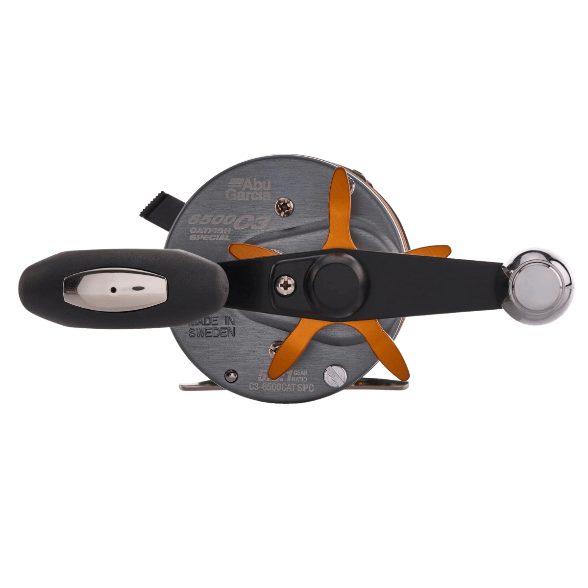 ABU GARCIA C3 CATFISH SPECIAL ROUND REEL 5.3:1 GEAR RATIO - TOP VIEW