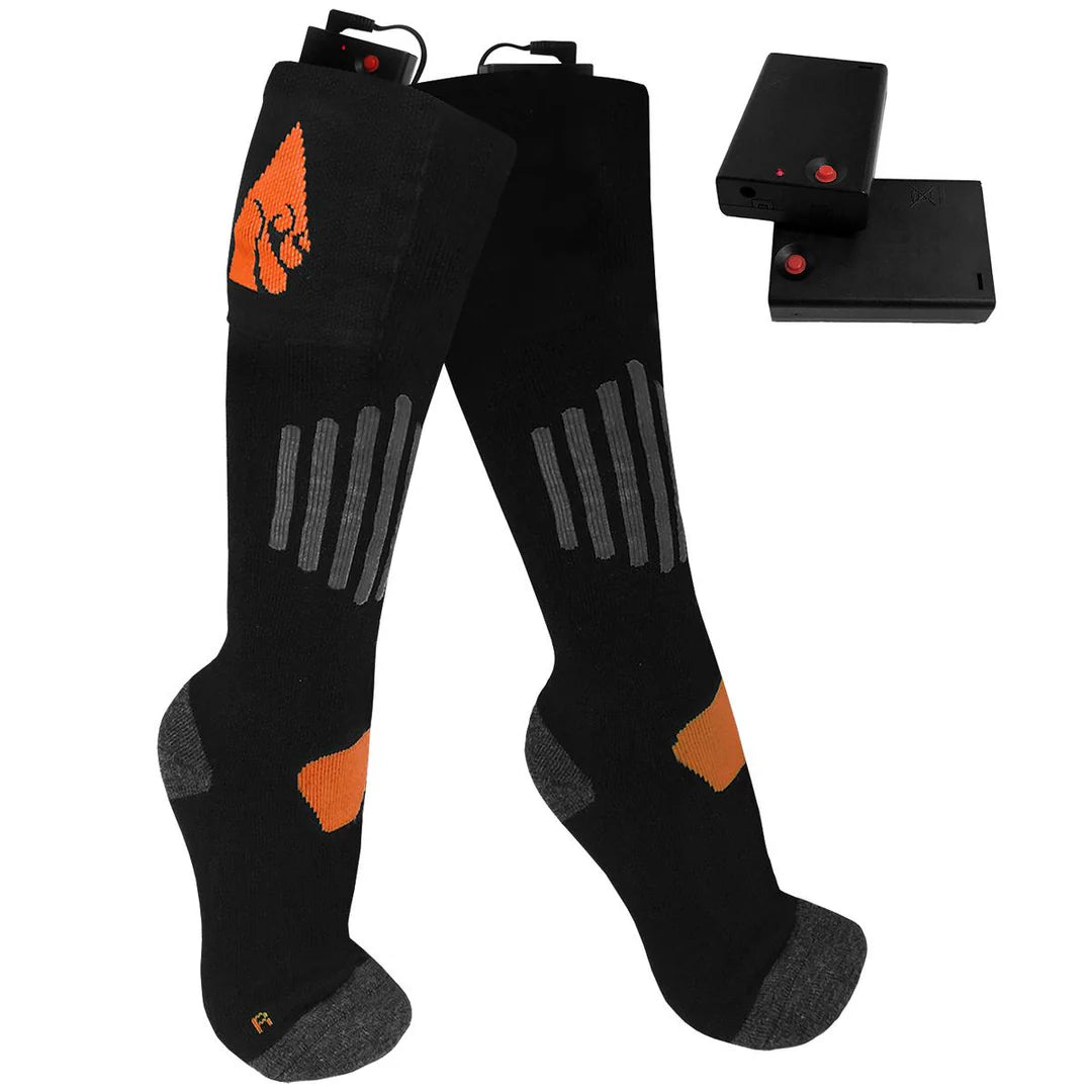 ACTIONHEAT HEATED WOOL SOCKS AA BATTERY - REPLACEMENT SOCKS ONLY showing battery packs