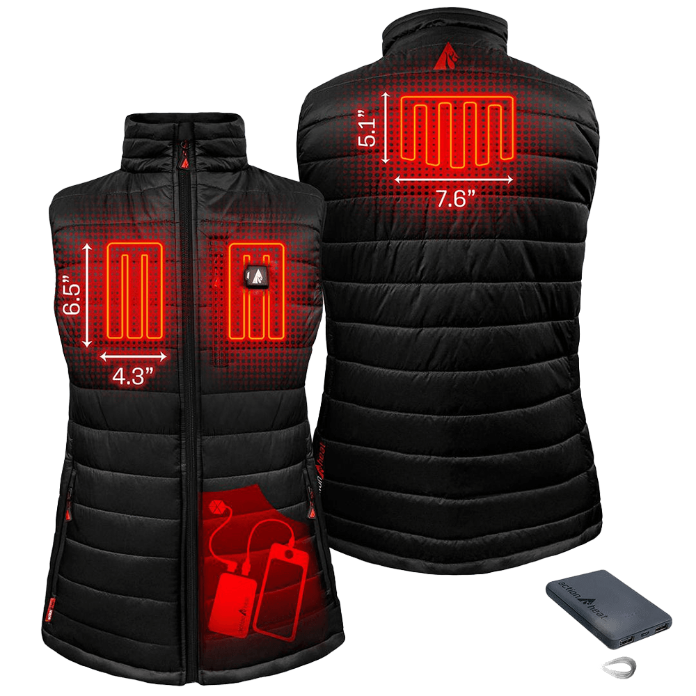 ACTIONHEAT WOMEN'S HEATED PUFFY VEST- BLACK HEAT AREA