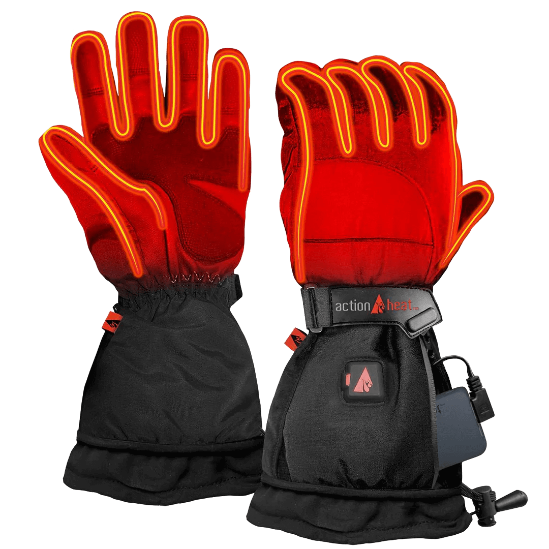 ACTION HEAT WOMEN'S 5V BATTERY HEATED SNOW GLOVE showing heated area