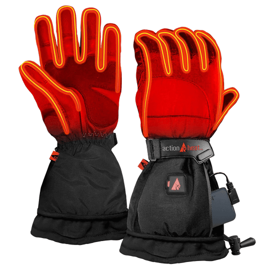 ACTION HEAT WOMEN'S 5V BATTERY HEATED SNOW GLOVE showing heated area