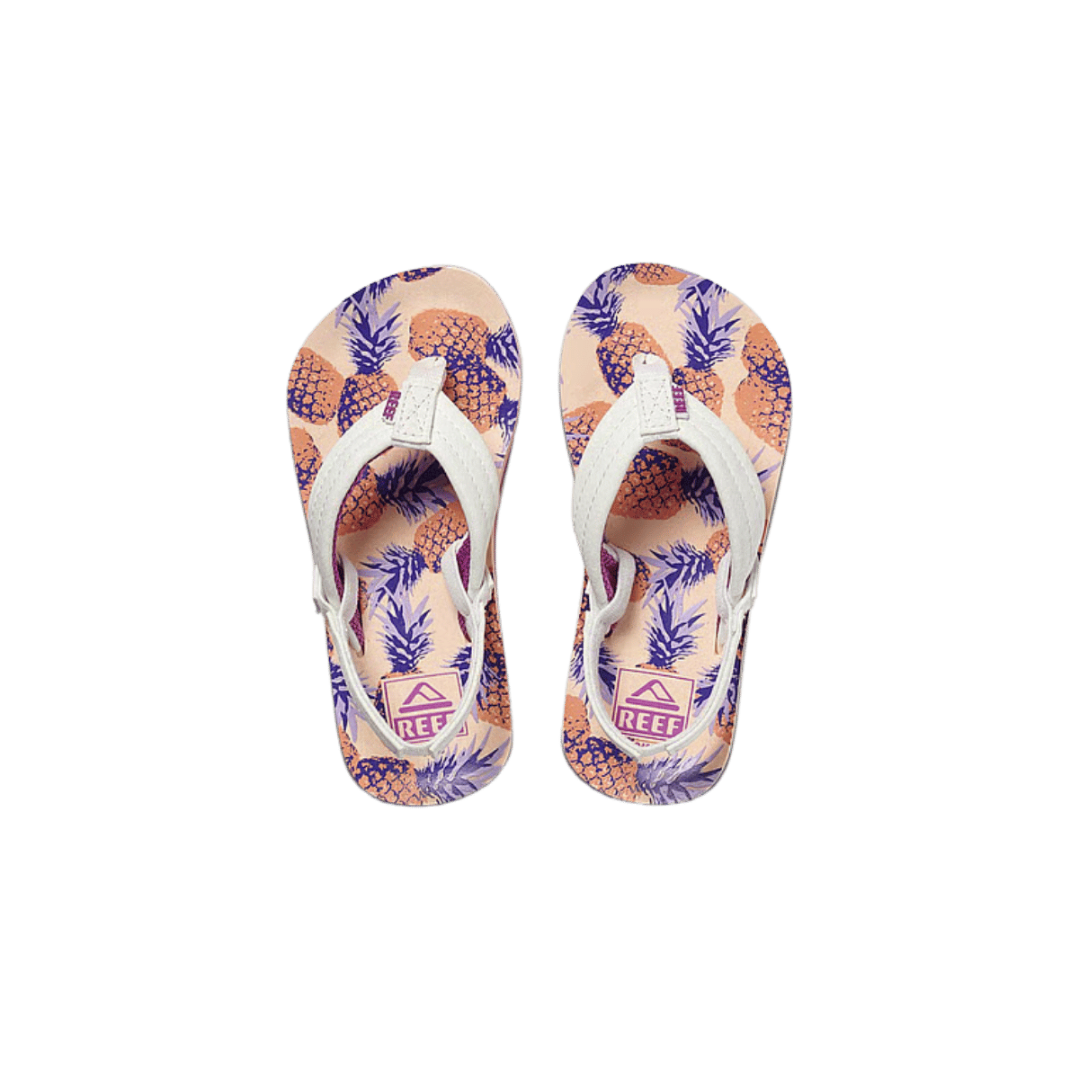 REEF T LITTLE AHI GIRLS' SANDAL - CORAL PINEAPPLE - TOP VIEW