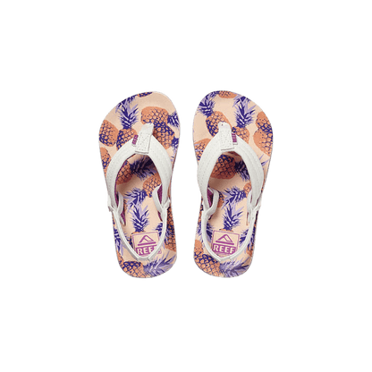REEF T LITTLE AHI GIRLS' SANDAL - CORAL PINEAPPLE - TOP VIEW