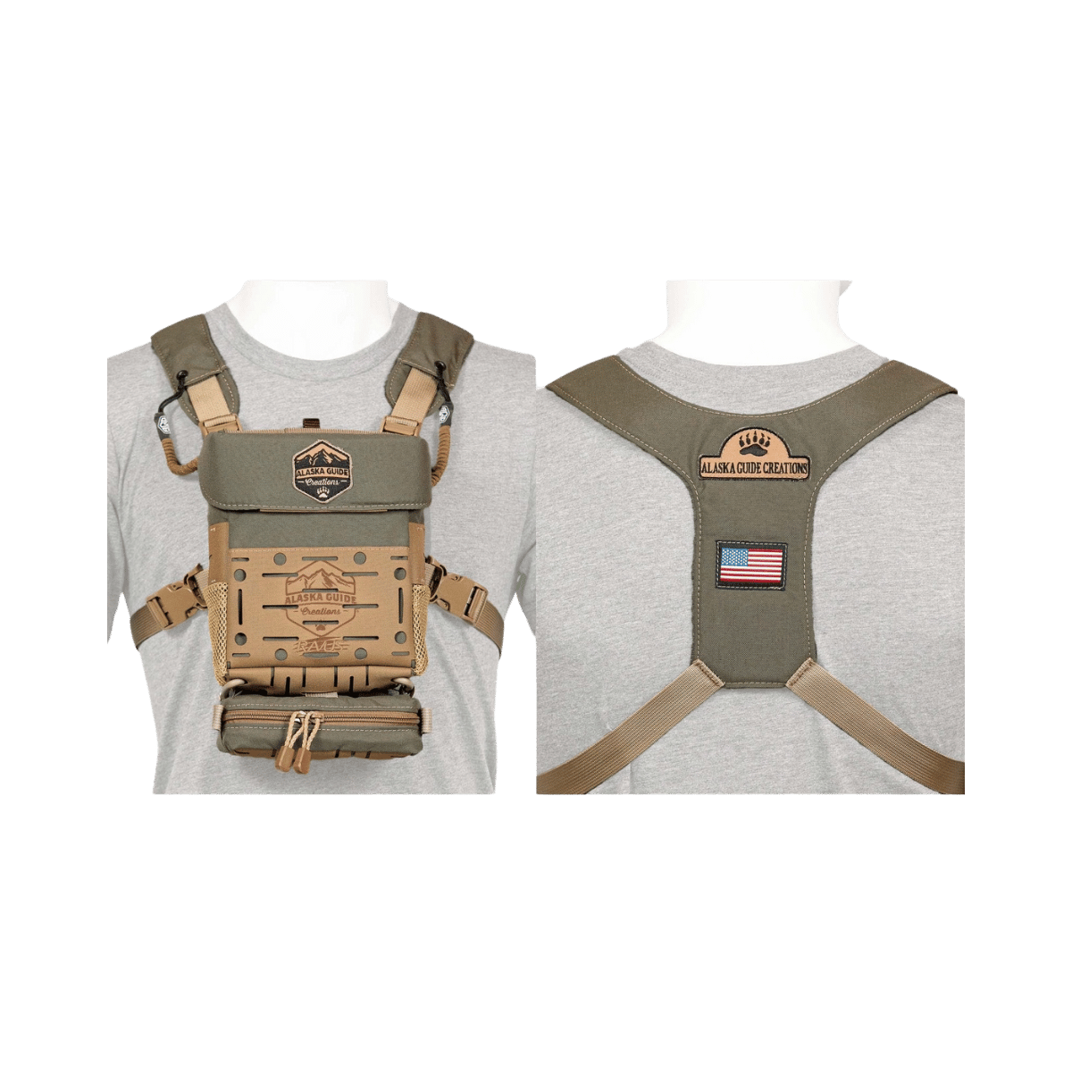 ALASKA GUIDE CREATIONS RAVUS BINO PACK - RANGER BROWN WW FRONT AND BACK