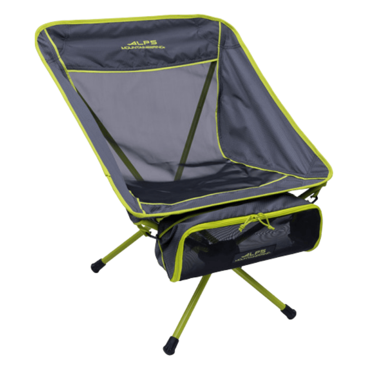 ALPS MOUNTAINEERING LIGHTWEIGHT SIMMER CHAIR - CITRUS CHARCOAL - FRONT AND SIDE VIEW