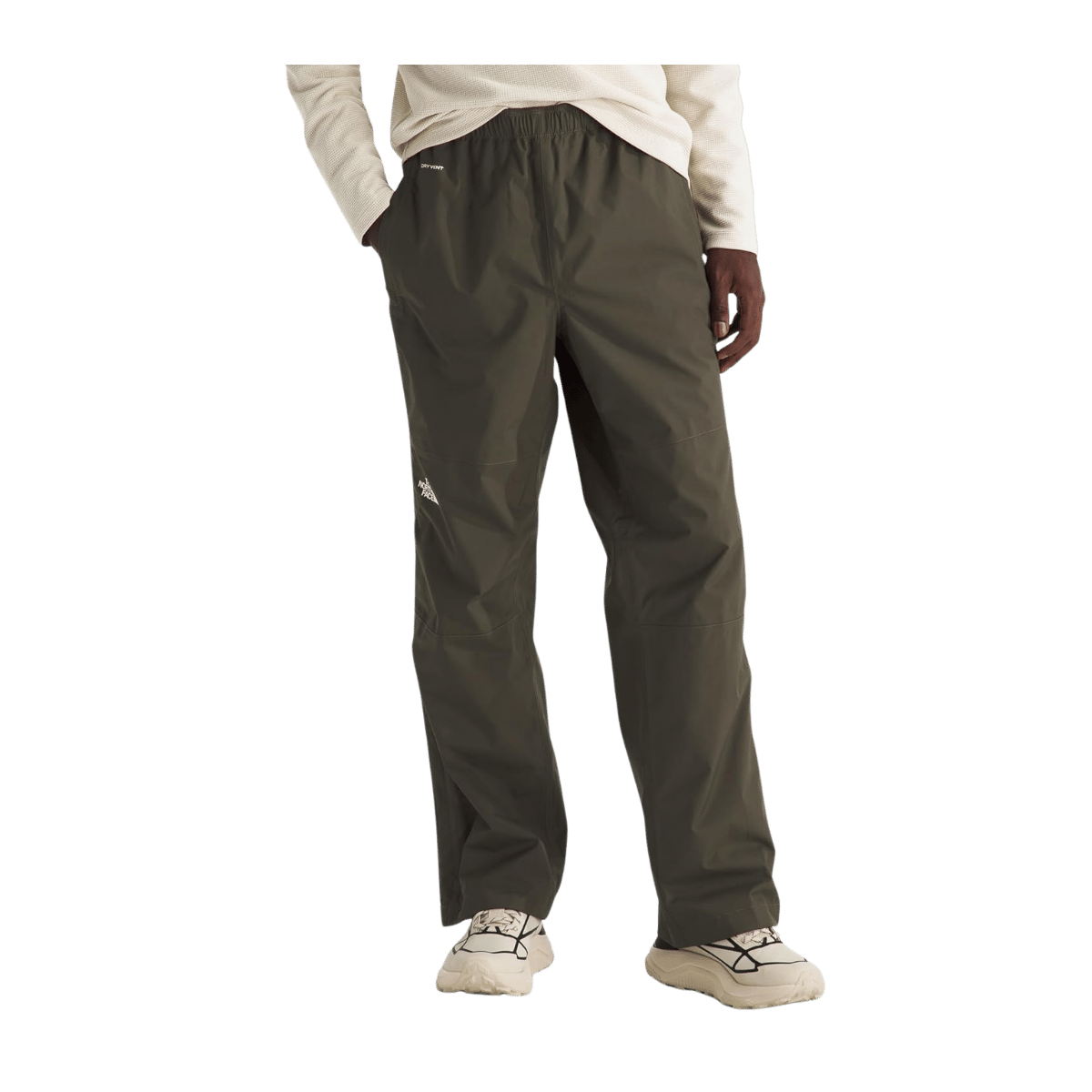NORTH FACE MEN'S ANTORA RAIN PANT - NEW TAUPE GREEN - BACK VIEW