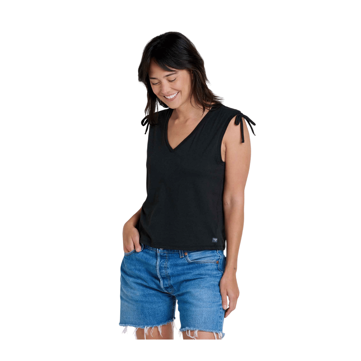 TOAD + CO WOMEN'S ANZA CINCH TANK - BLACK