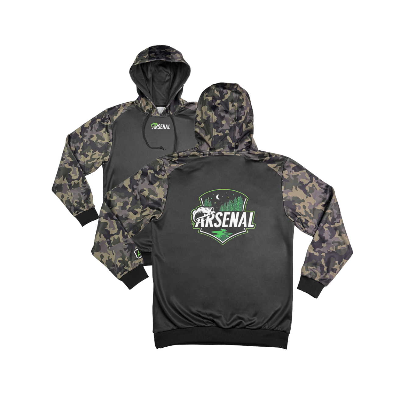 ARSENAL FISHING CORP NIGHTLITE SPF HOODY DARK MULTI CAMO