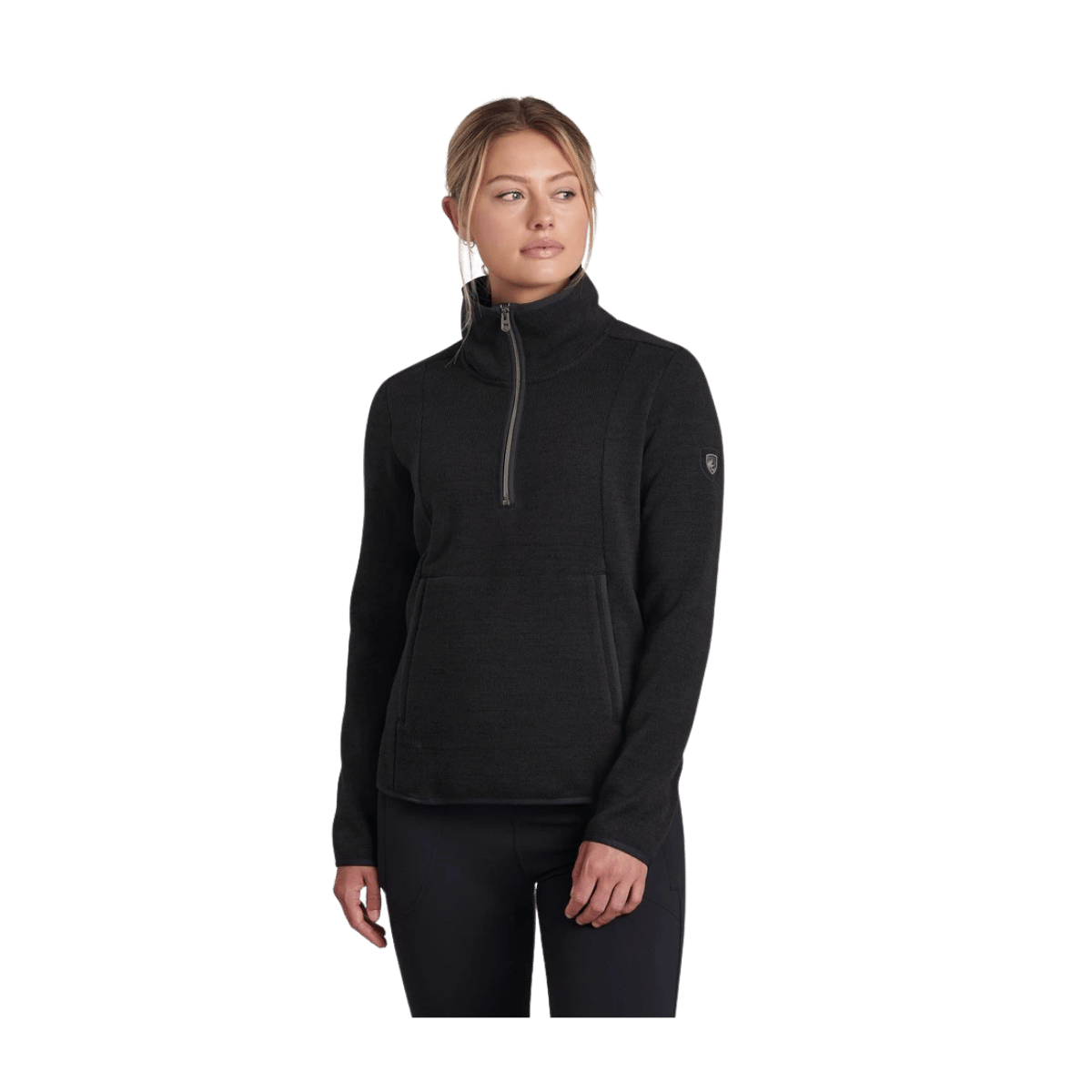 KUHL WOMEN'S ASCENDYR 1/4 ZIP - BLACK - FRONT VIEW