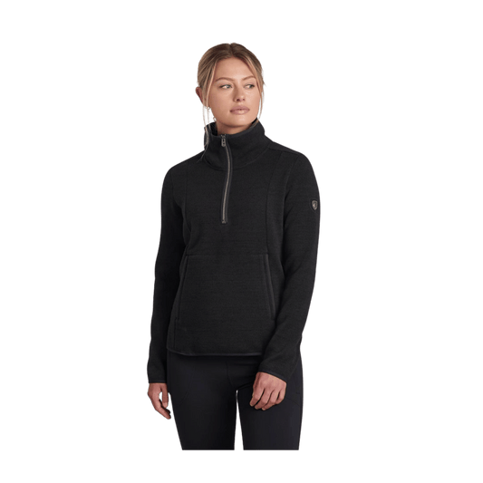 KUHL WOMEN'S ASCENDYR 1/4 ZIP - BLACK - FRONT VIEW