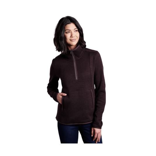 KUHL WOMEN'S ASCENDYR 1/4 ZIP - GANACHE - FRONT VIEW