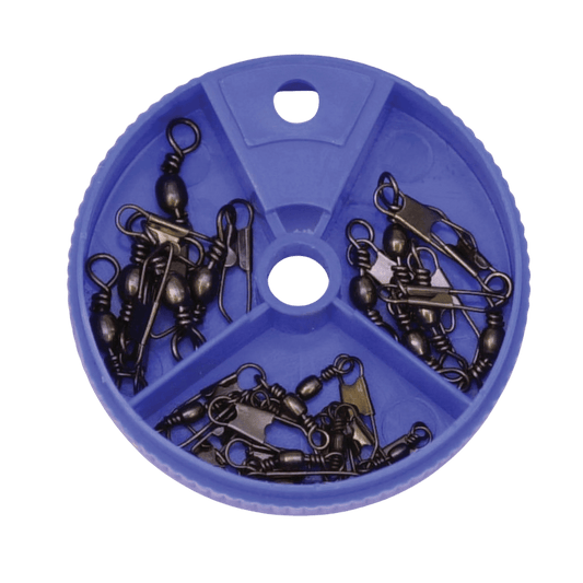 EAGLECLAW ASSORTED SNAP BARREL SWIVEL BOX 20PK BLACK