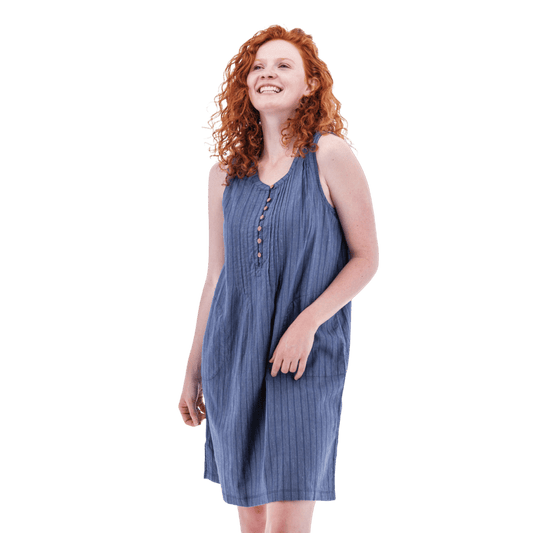 AVENTURA BREEZY PINTUCK SWING DRESS - COASTAL FJORD