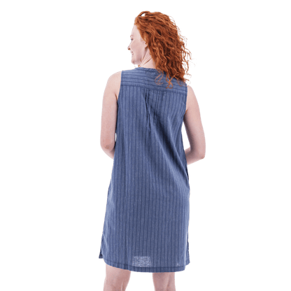 AVENTURA BREEZY PINTUCK SWING DRESS - COASTAL FJORD_BACK AGNGLE
