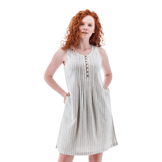 AVENTURA BREEZY PINTUCK SWING DRESS - EGRET