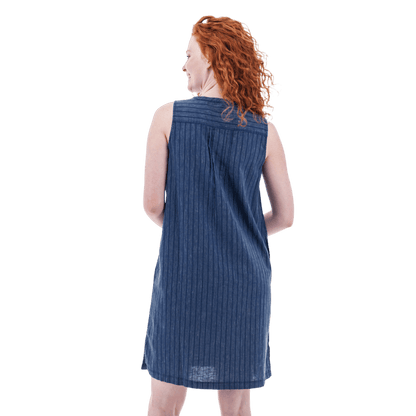 AVENTURA BREEZY PINTUCK SWING DRESS - DARK NAVY_BACK ANGLE