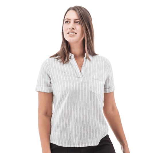 AVENTURA BREEZY POPOVER CAMP SHIRT WOMENS - EGRET