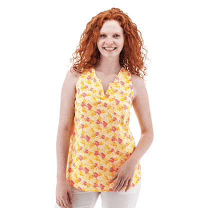 AVENTURA DEVONNE SPLIT NECK PRINT TANK TOP WOMENS - PEACH