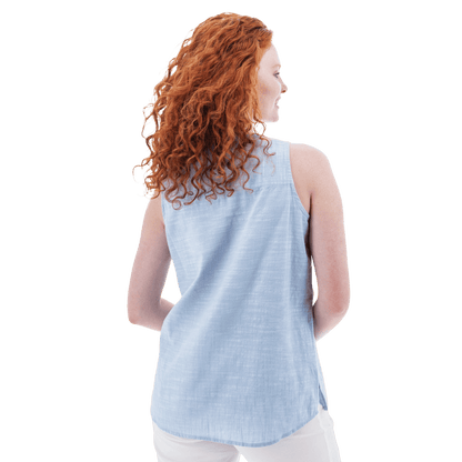 AVENTURA DEVONNE SPLIT NECK TANK TOP WOMENS - FOREVER BLUE_BACK ANGLE