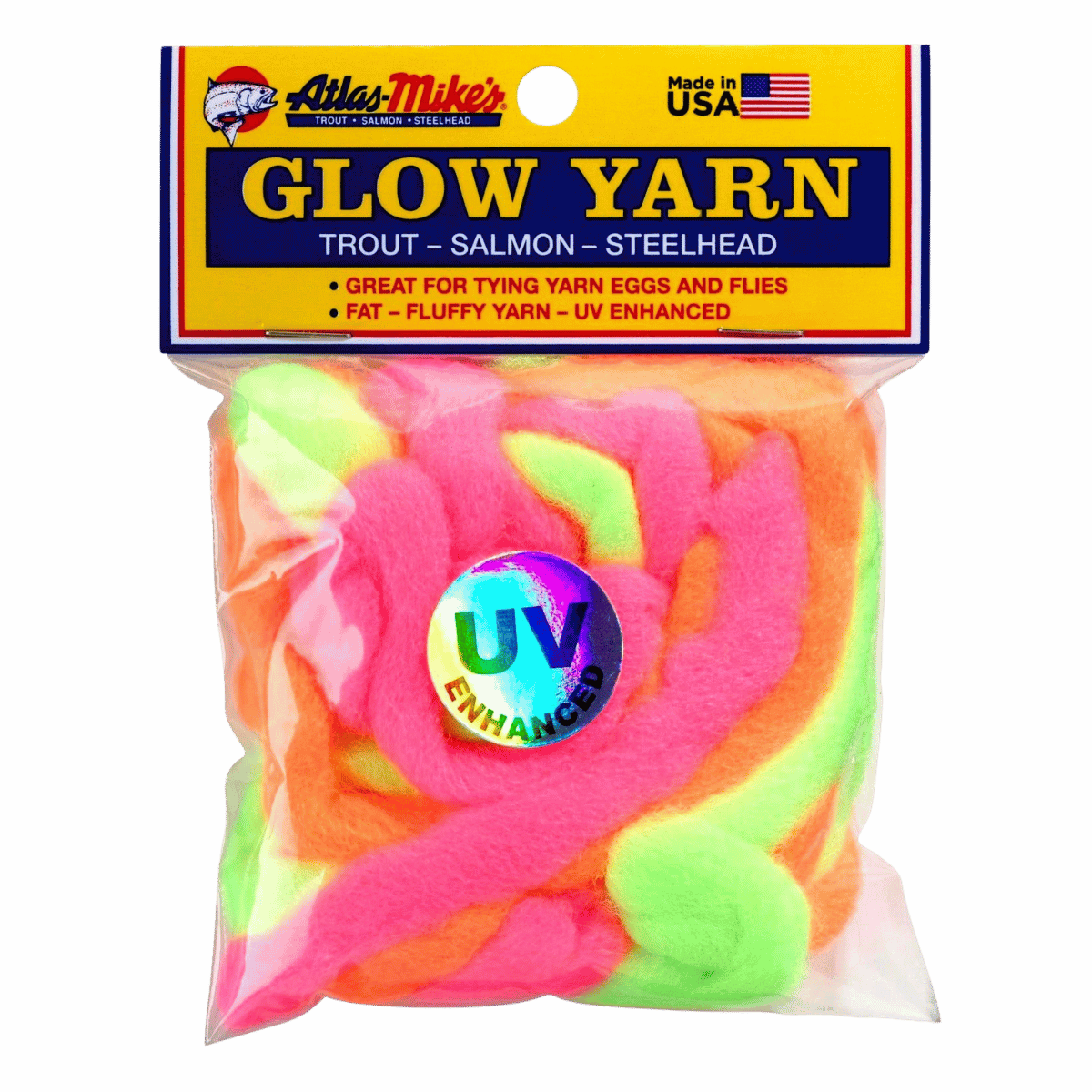 ATLAS GLOW YARN UV ASSORTED 12 FT